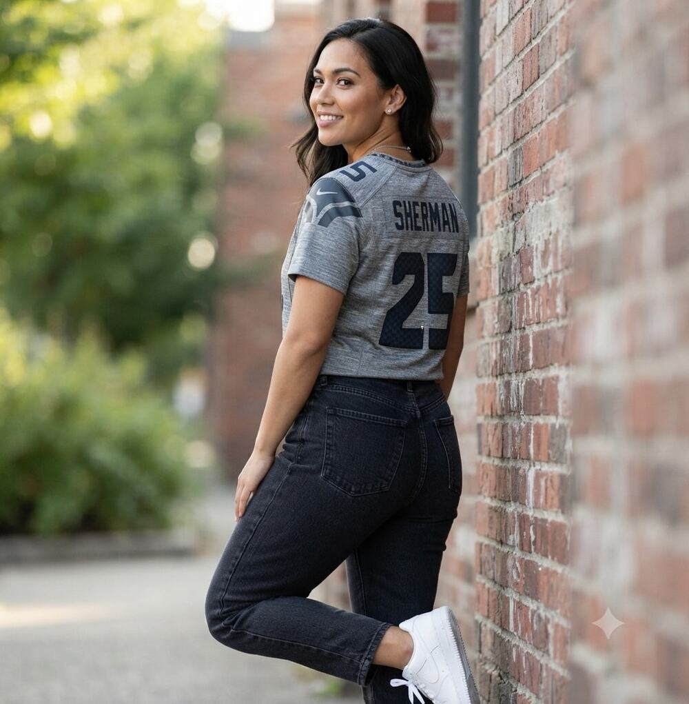 Nike Seattle Seahawks Richard Sherman 25 Jersey Women’s Heather Grey Top M